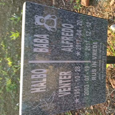 VENTER Halbo 1951-2003 :: VENTER Alfredo 2017-2017
