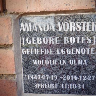 VORSTER Amanda nee BOTES 1947-2016