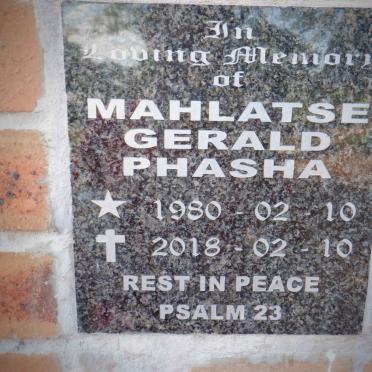 PHASHA Mahlatse Gerald 1980-2018