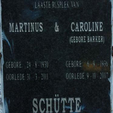 SCHUTTE Martinus 1930-2011 &amp; Caroline BARKER 1936-2007