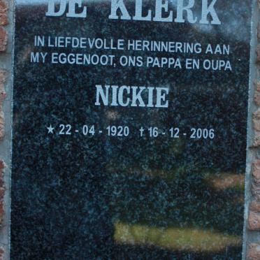 KLERK Nickie, de 1920-2006