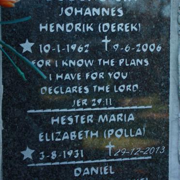 BODENSTEIN Daniel Cornelius 1926-2012 &amp; Hester Maria Elizabeth 1931-2013