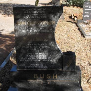 BUSH John Christopher 1919-1970 &amp; Mary Mavis 1916-2001