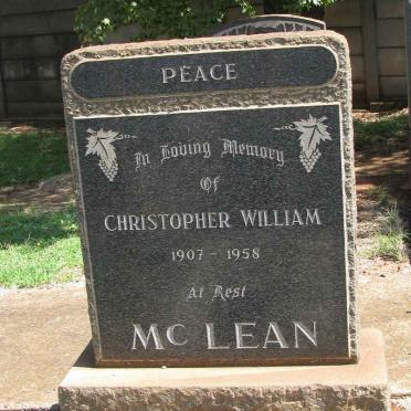 MCLEAN Christopher William 1907-1958