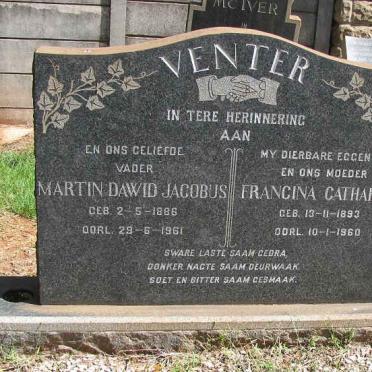 VENTER Martin Dawid Jacobus 1886-1961 &amp; Francina Catharina 1893-1960