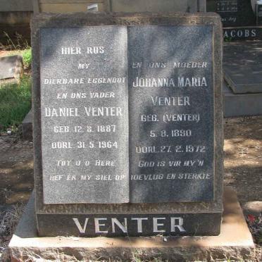 VENTER Daniel 1887-1964 &amp; Johanna Maria VENTER 1890-1972