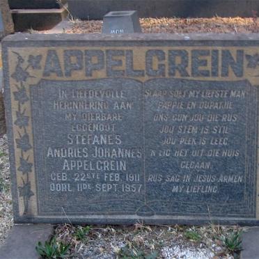 APPELGREIN Stefanes Andries Johannes 1911-1951