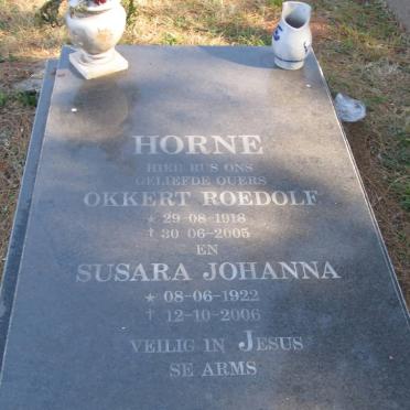 HORNE Okkert Roedolf 1918-2005 &amp; Susara Johanna 1922-2006