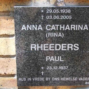 RHEEDERS Paul 1937- &amp; Anna Catharina 1938-2005
