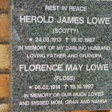 LOWE Herold James 1913-1987 &amp; Florence May 1914-1997