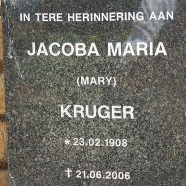 KRUGER Jacoba Maria 1908-2006