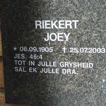 RIEKERT Joey 1905-2003