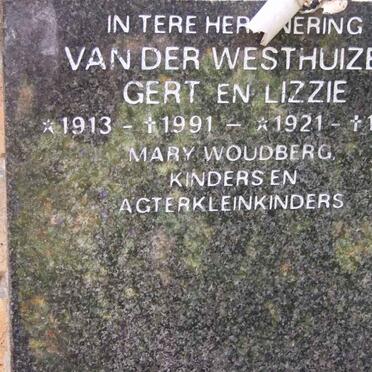 WESTHUIZEN Gert, van der 1913-1991 &amp; Lizzie 1921-1986