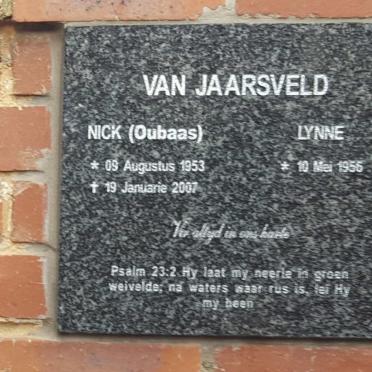 JAARSVELD Nick, van 1953-2007 &amp; Lynne 1956-