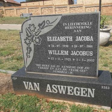 ASWEGEN Willem Jacobus, van 1925-2002 &amp; Elizabeth Jacoba 1930-2001