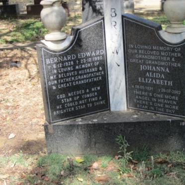 BROWN Bernard Edward 1928-1990 &amp; Johanna Alida Elizabeth 1931-2002