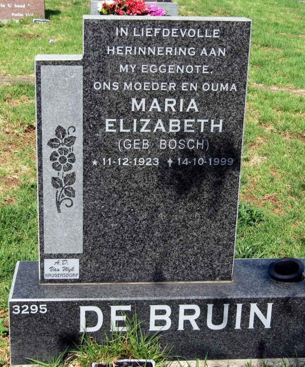 BRUIN Maria Elizabeth, de nee BOSCH 1923-1999