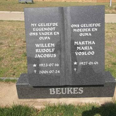 BEUKES Willem Rudolf Jacobus 1923-2001 &amp; Martha Maria VOSLOO 1927-