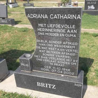 BRITZ Johnny Andrew 1943-2001 &amp; Adriana Catharina 1946-2002