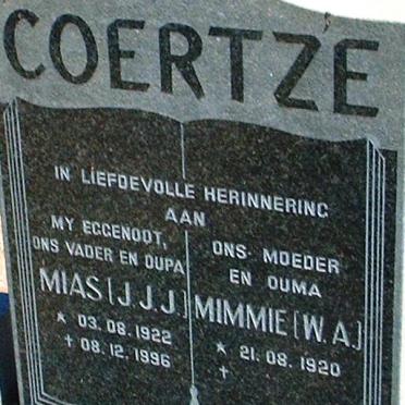 COERTZE J.J.J. 1922-1996 &amp; W.A. 1920-