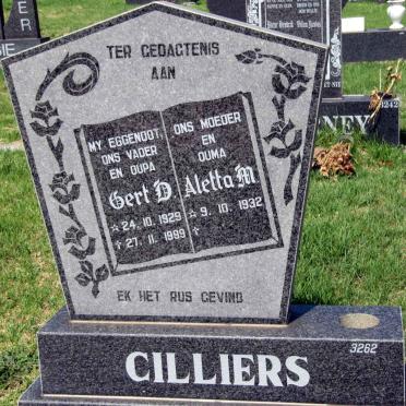 CILLIERS Gert D. 1929-1999 &amp; Aletta M. 1932-