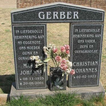 GERBER Christian Johannes 1922- &amp; Maria Johanna 1925-2001