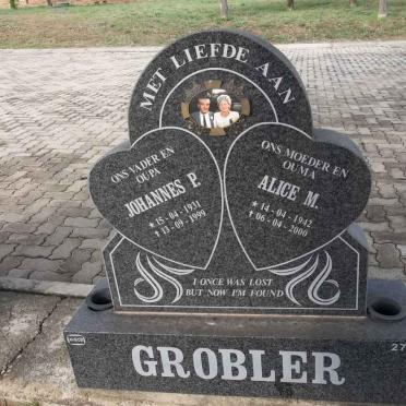 GROBLER Johannes P. 1931-1999 &amp; Alice M. 1942-2000