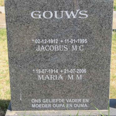 GOUWS Jacobus M.C. 1912-1995 &amp; Maria M.M. 1914-2006