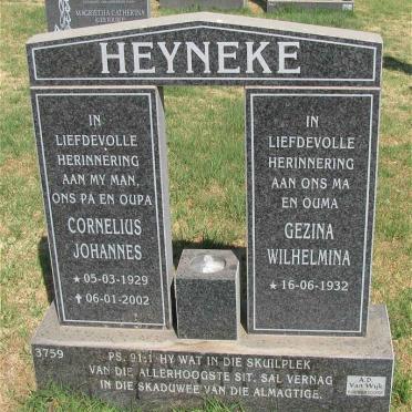 HEYNEKE Cornelius Johannes 1929-2002 &amp; Gezina Wilhelmina  1932-