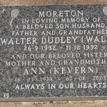 MORETON Walter Dudley 1932-1992 &amp; Ann KEVERN 1934-2005