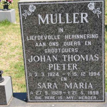 MULLER Johan Thomas Pieter 1924-1994 &amp; Sara Maria 1929-1998