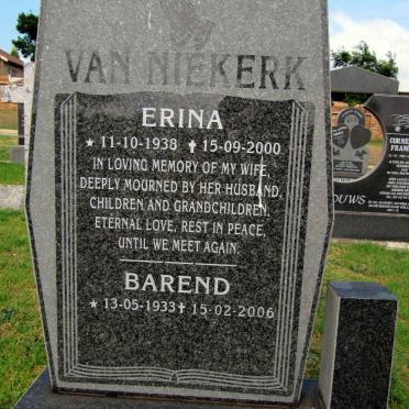NIEKERK Barend, van 1933-2006 &amp; Erina 1938-2000