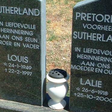 PRETORIUS Lalie formerly SUTHERLAND 1918-2000 :: SUTHERLAND Louis 1949-1997