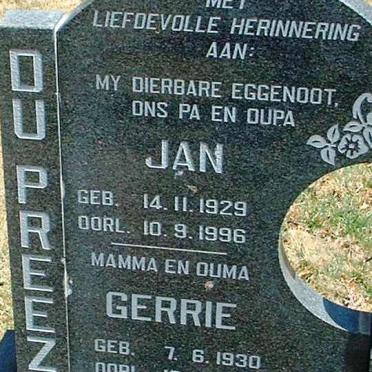 PREEZ Jan, du 1929-1996 &amp; Gerrie 1930-2003