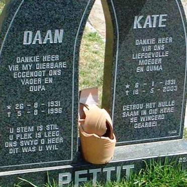 PETTIT Daan 1931-1996 &amp; Kate 1931-2003
