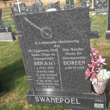 SWANEPOEL B.M. 1923-1999 &amp; Doreen 1925-