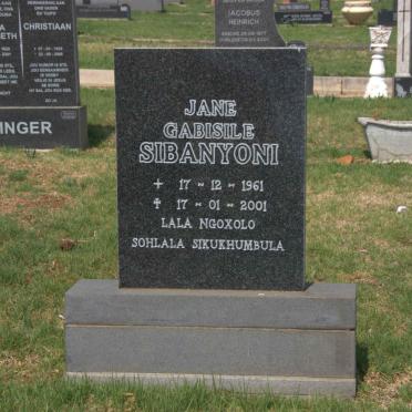 SIBANYONI Jane Gabisile 1961-2001