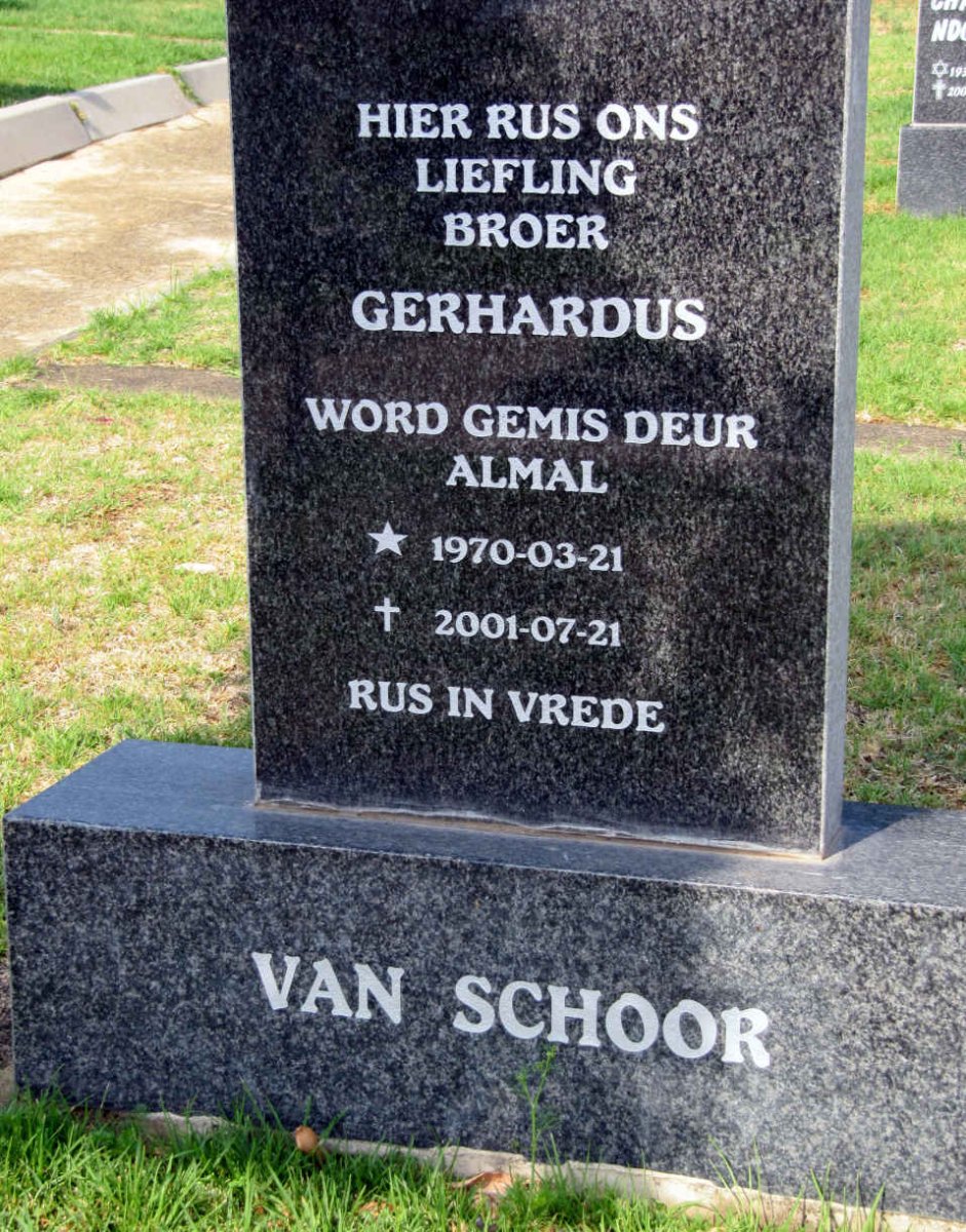 SCHOOR Gerhardus, van 1970-2001