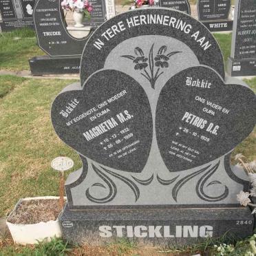 STICKLING Petrus D.G. 1928- &amp; Magrietha M.S. 1932-1999