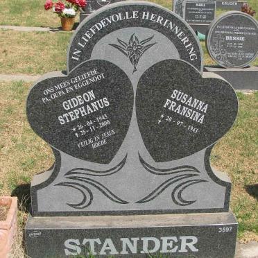 STANDER Gideon Stephanus 1943-2000 &amp; Susanna Fransina 1943-