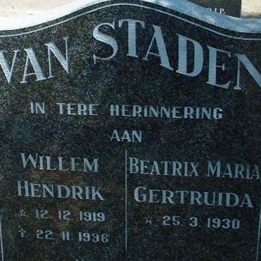 STADEN Willem Hendrik, van 1919-1996 &amp; Beatrix Maria Gertruida 1930-