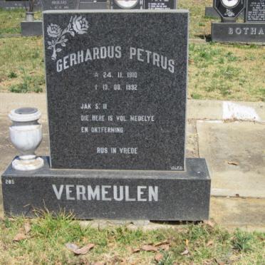 VERMEULEN Gerhardus Petrus 1910-1992
