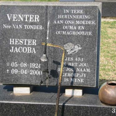 VENTER Hester Jacoba nee VAN TONDER 1924-2000
