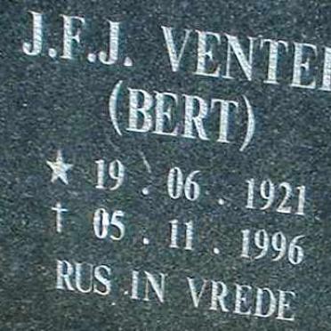 VENTER J.F.J. 1921-1996 &amp; M.M.S. 1923-
