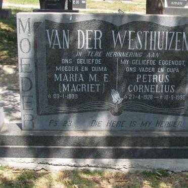 WESTHUIZEN Petrus Cornelius, van der 1926-1996 &amp; Maria M.E. 1933-