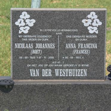 WESTHUIZEN Nicolaas Johannes, van der 1929-2000 &amp; Anna Francina 1933-