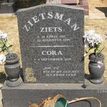 ZIETSMAN Ziets 1917-1996 &amp; Cora 1920-