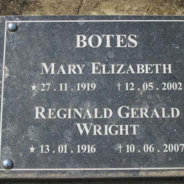 BOTES Reginald Gerald Wright 1916-2007 &amp; Mary Elizabeth 1919-2002