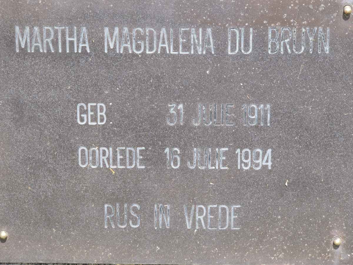 BRUYN Martha Magdalena, du 1911-1994