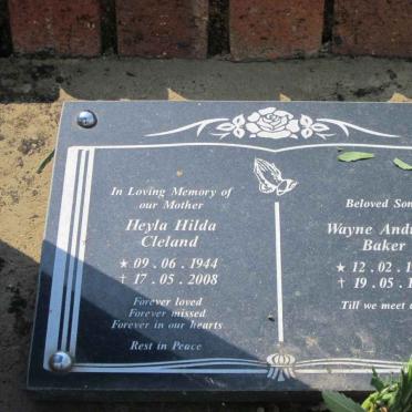 BAKER Wayne Andrew 1964-1980 :: CLELAND Heyla Hilda 1944-2008
